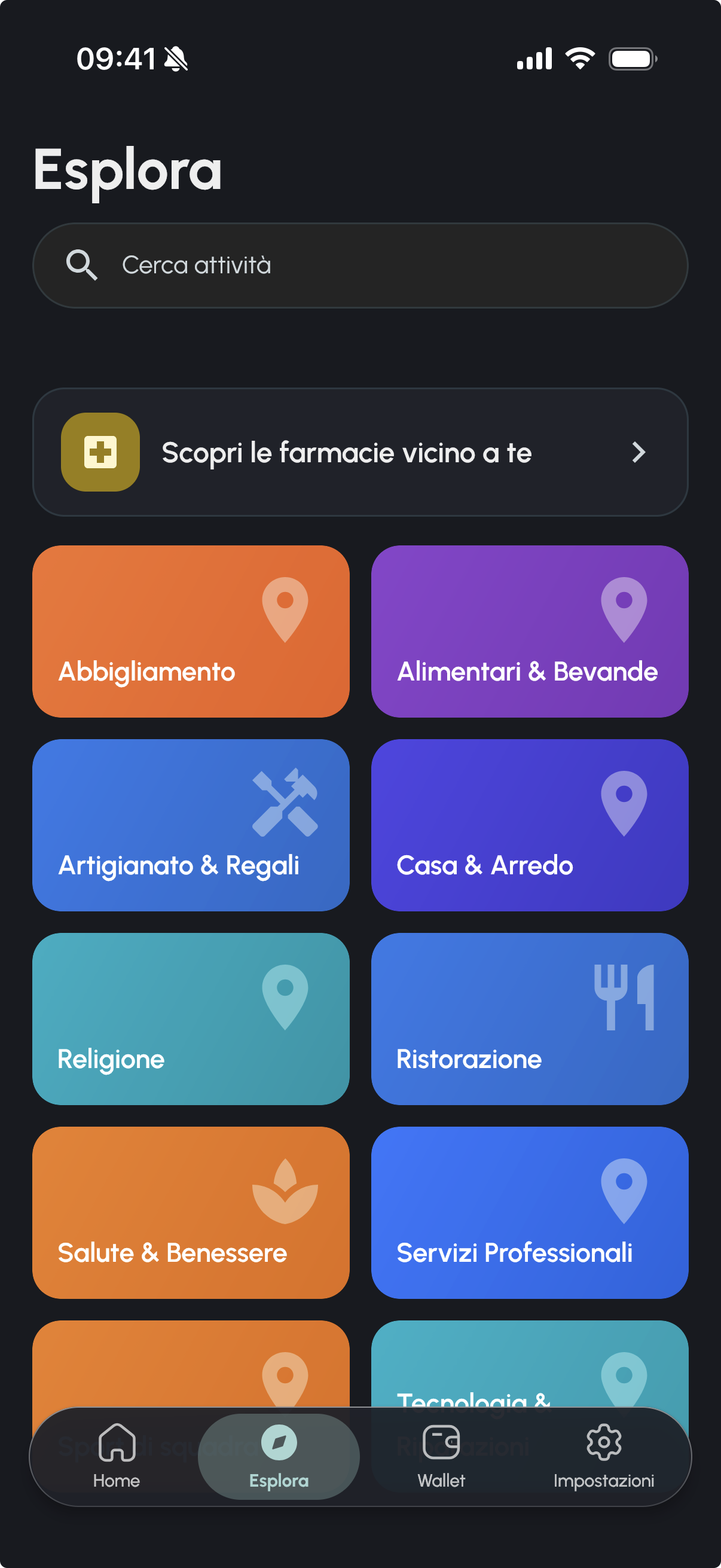 Schermata farmacie di Etna+ con risultati, stato apertura e azioni rapide